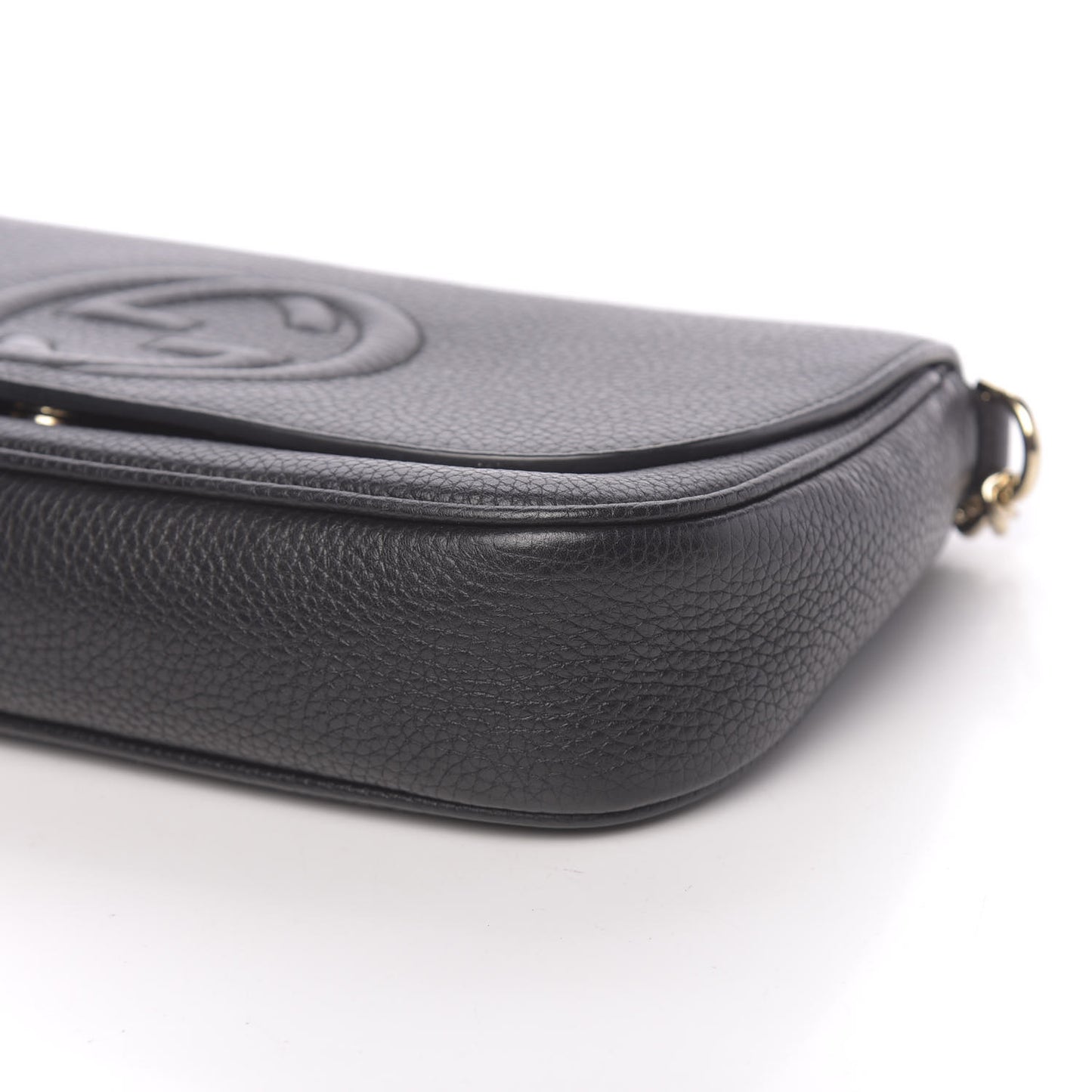 Pebbled Calfskin Medium Soho Flap Crossbody Black