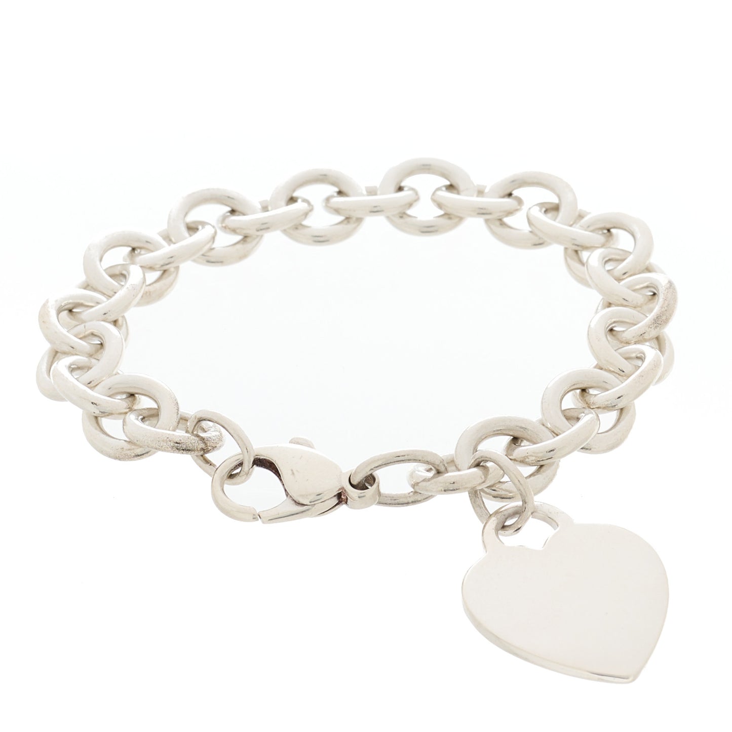 Sterling Silver Heart Tag Charm Bracelet