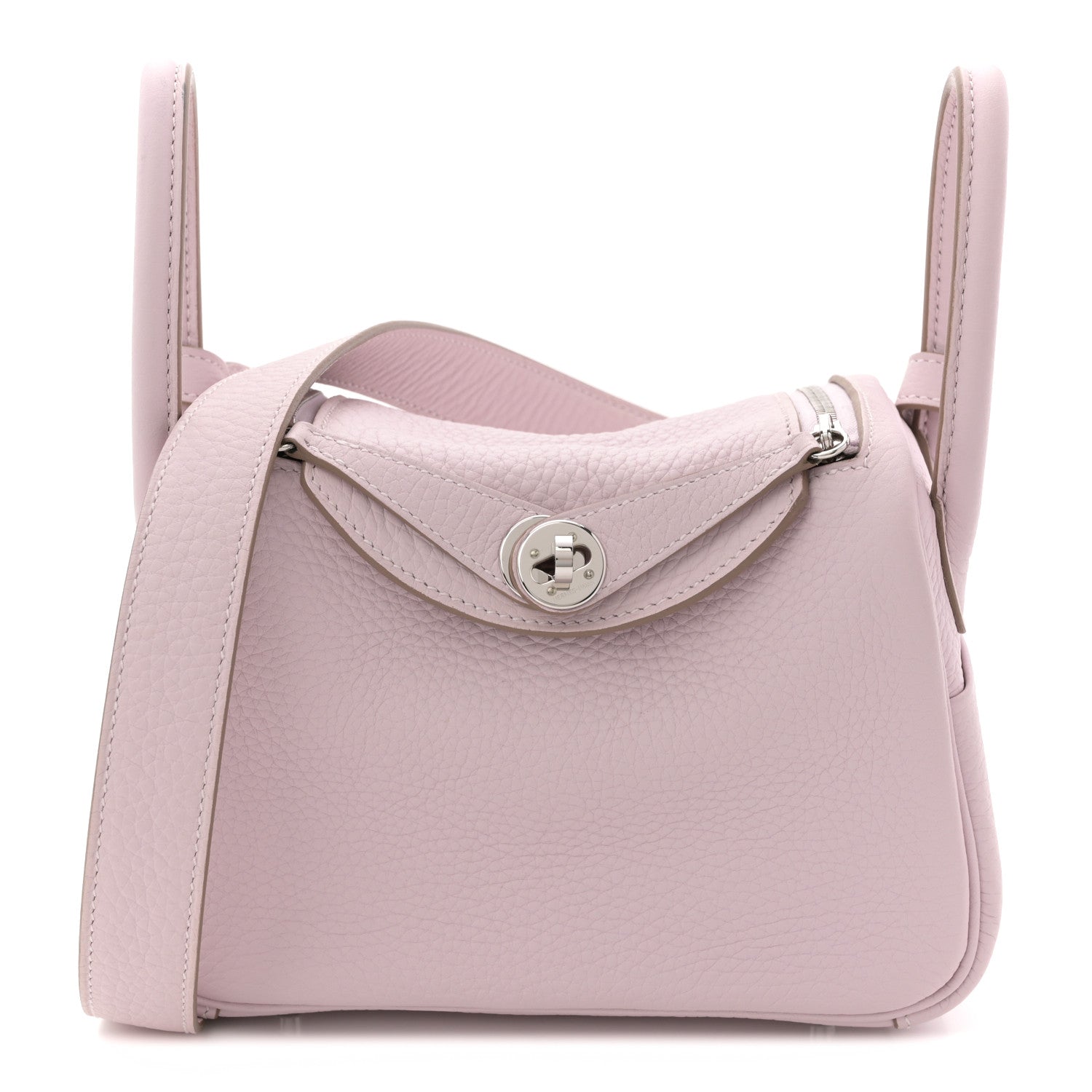 Hermes Taurillon Clemence Verso Mini Lindy 20 Mauve Pale Mushroom 1 of 12