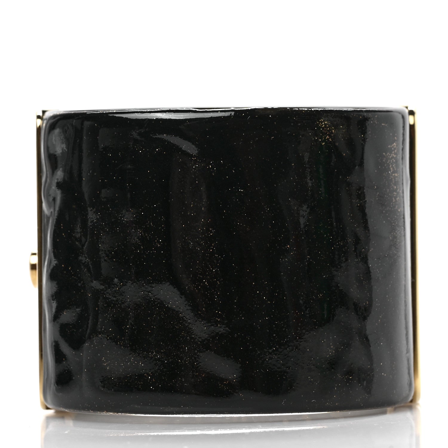 Chanel Resin Glitter Gripoix CC Wide Cuff Black 3 of 4