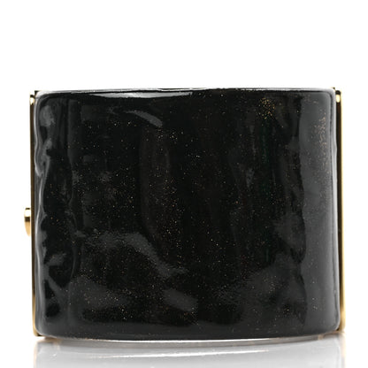 Chanel Resin Glitter Gripoix CC Wide Cuff Black 3 of 4