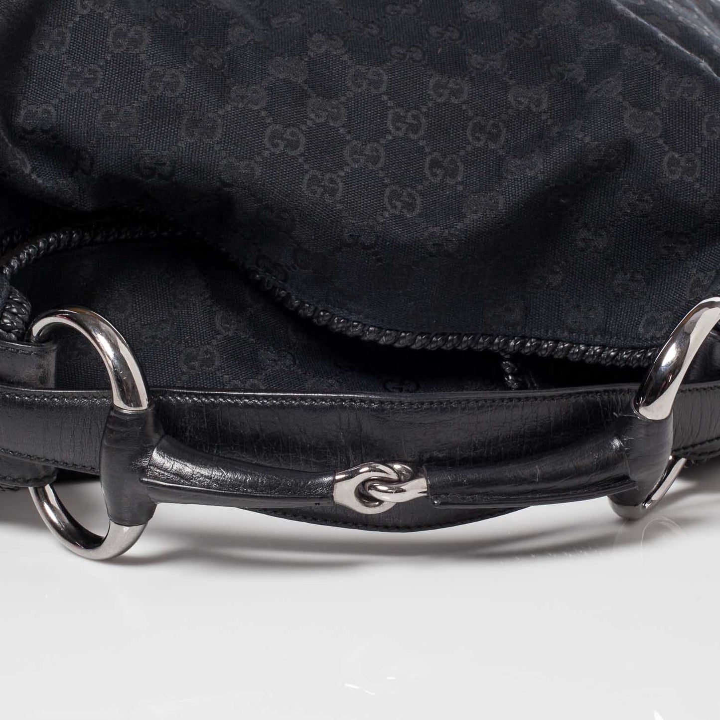 Monogram Large Horsebit Chain Hobo Black