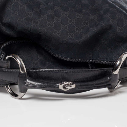 Gucci Monogram Large Horsebit Chain Hobo Black 6 of 9