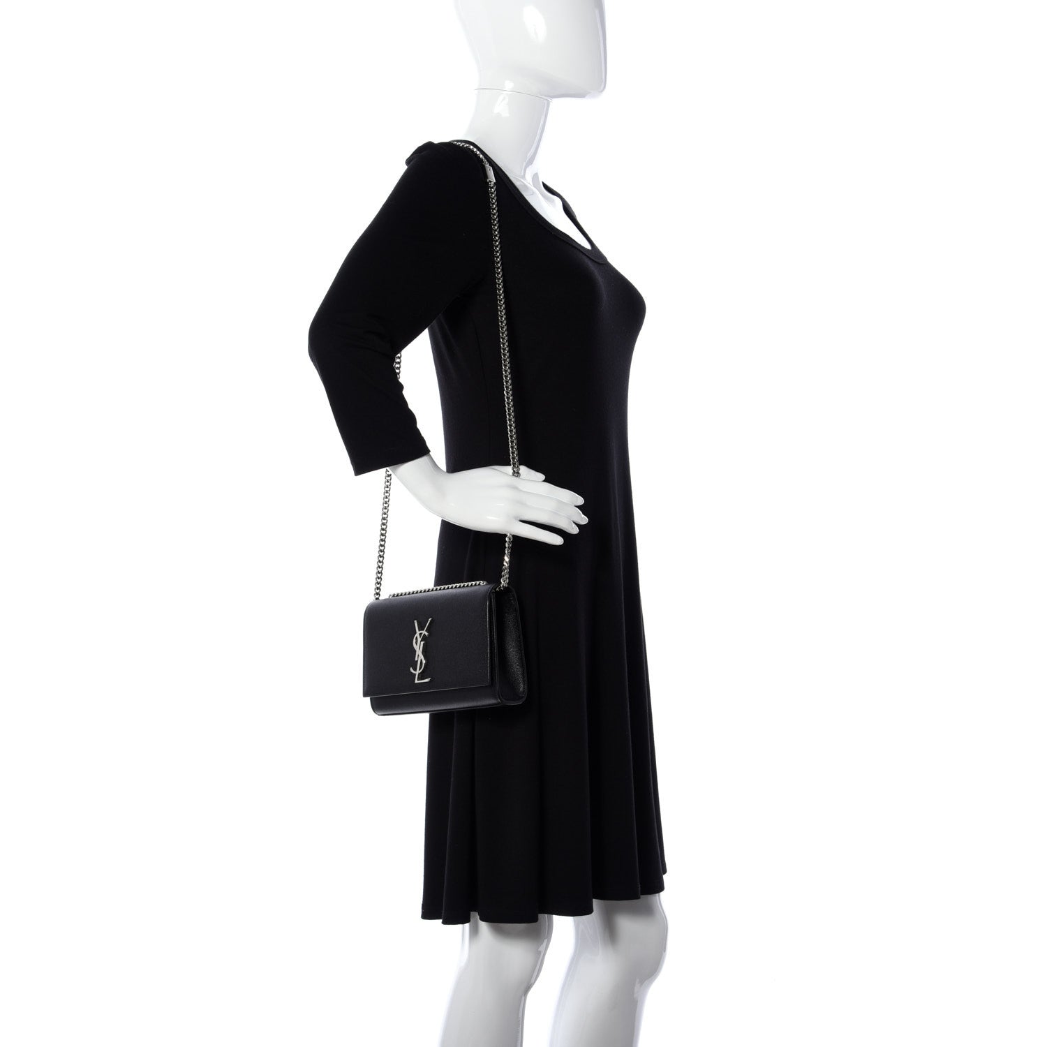 Saint Laurent Grain De Poudre Small Monogram Kate Satchel Black 2 of 8