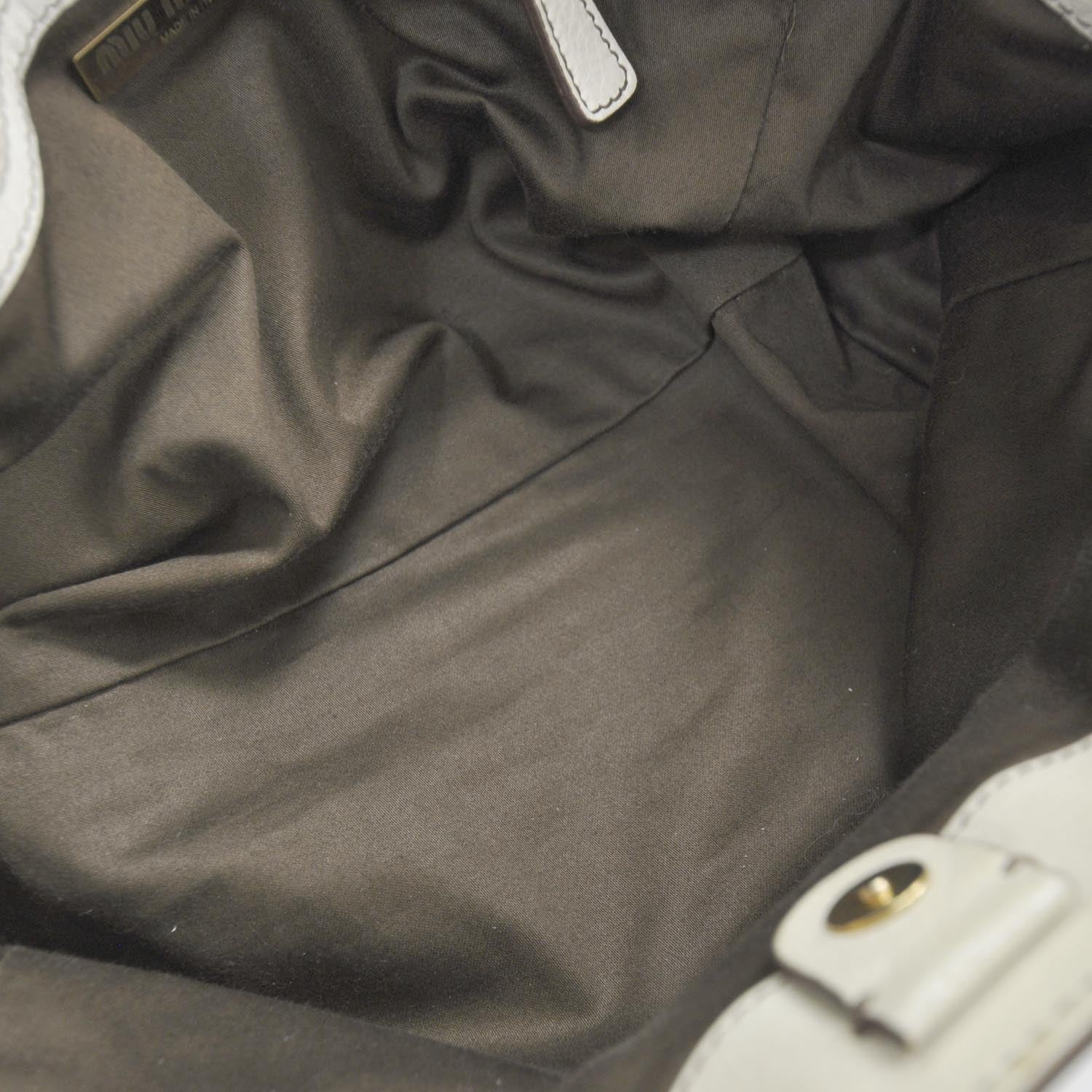 Miu Miu Leather Small Chain Shoulder Bag Ivory 9 of 11