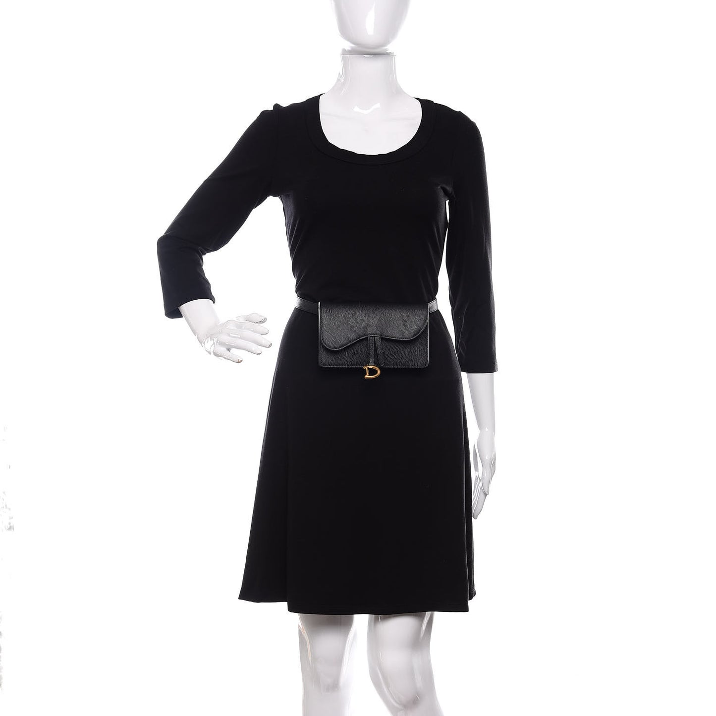 Grained Calfskin Saddle Belt Bag Black