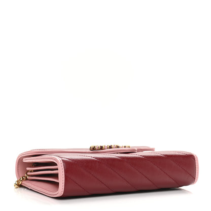 Gucci Azalea Calfskin Enamel Matelasse Diagonal Torchon GG Marmont Chain Wallet New Cherry Red Wild Rose 4 of 11