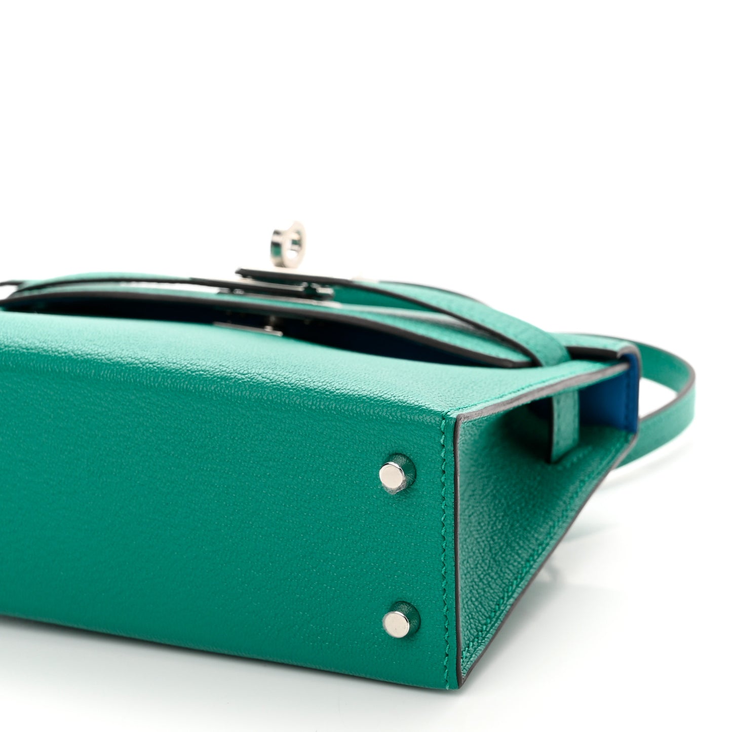 Chevre Mysore Verso Mini Kelly Sellier 20 Vert Verone Bleu Hydra