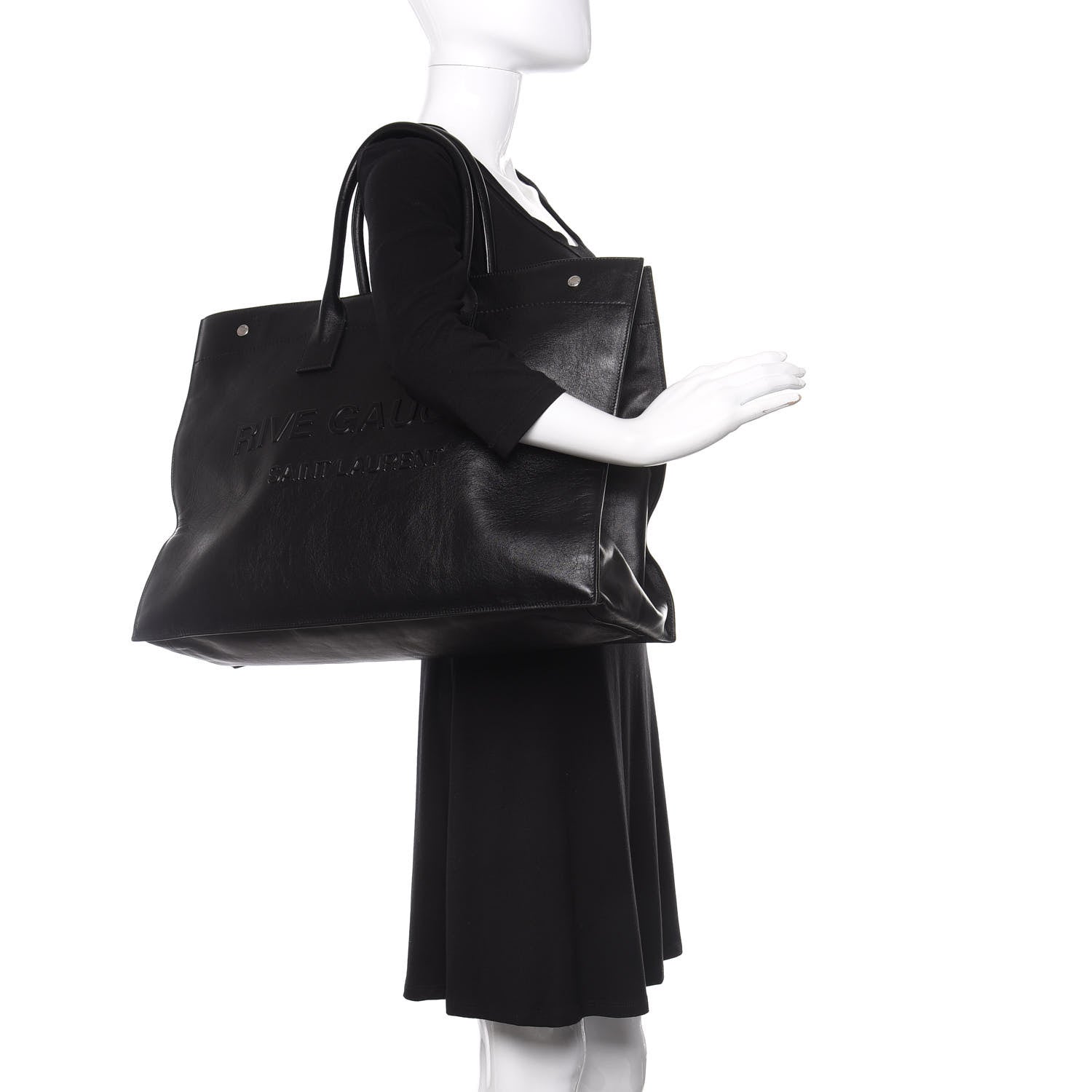 Saint Laurent Vitello Rive Gauche Large Tote Black 2 of 10