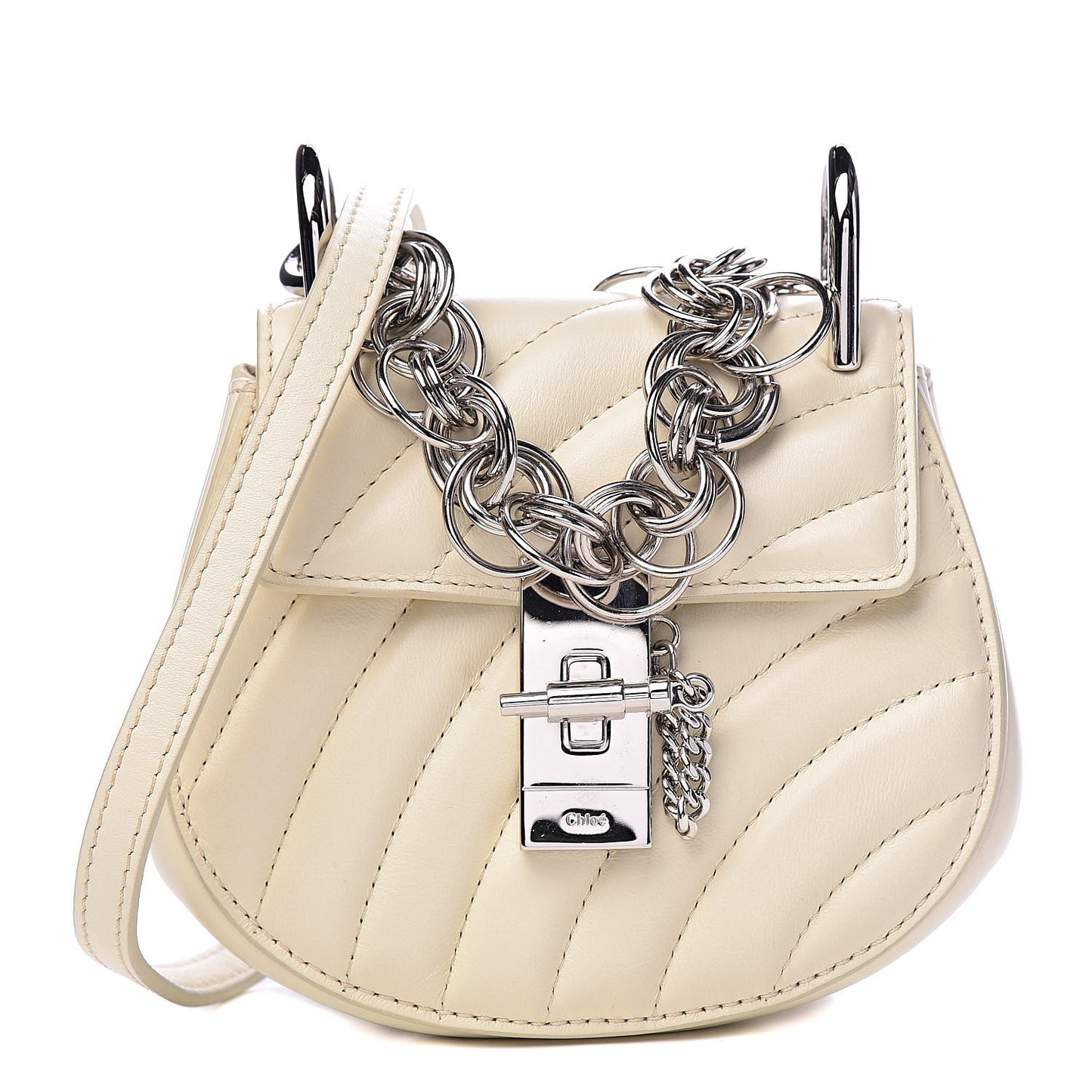 Calfskin Quilted Nano Drew Bijou Shoulder Bag White