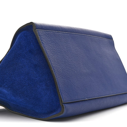 Celine Drummed Calfskin Suede Small Trapeze Indigo 9 of 16