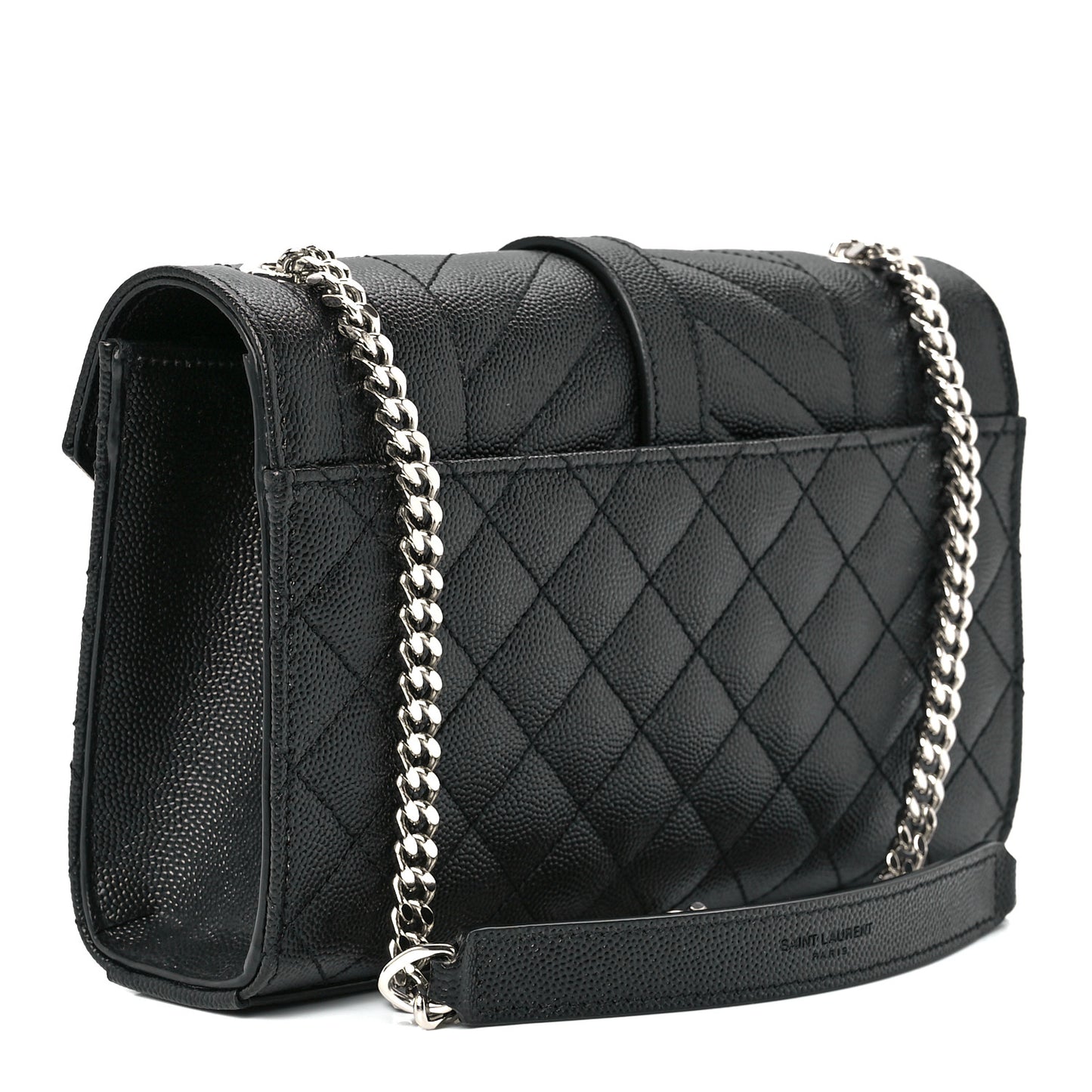Grain De Poudre Textured Mixed Matelasse Triquilt Small Monogram Satchel Black