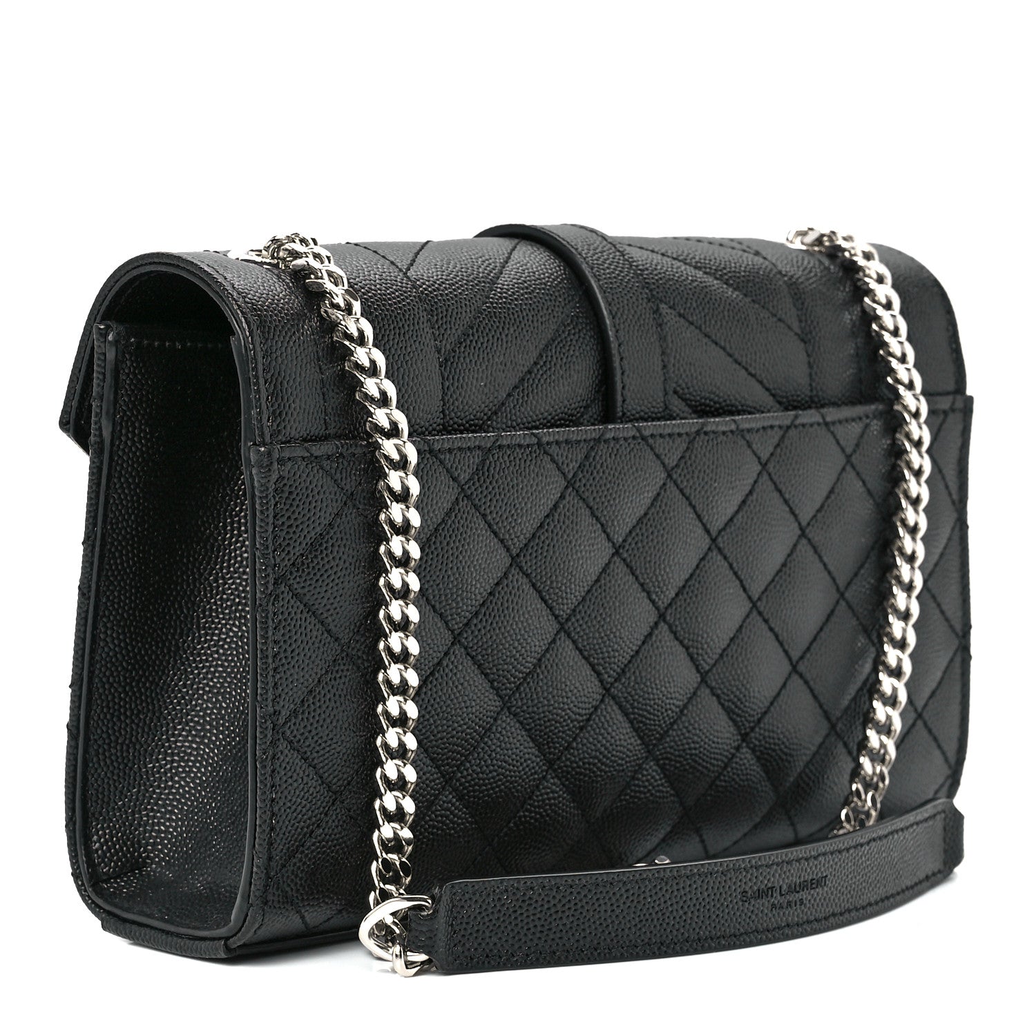 Saint Laurent Grain De Poudre Textured Mixed Matelasse Triquilt Small Monogram Satchel Black 3 of 12