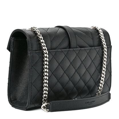 Saint Laurent Grain De Poudre Textured Mixed Matelasse Triquilt Small Monogram Satchel Black 3 of 12