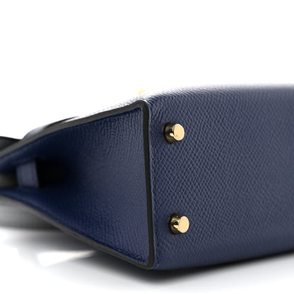 Hermes Epsom Casaque Horseshoe Mini Kelly Sellier 20 Bleu Encre Bleu Glacier 9 of 11