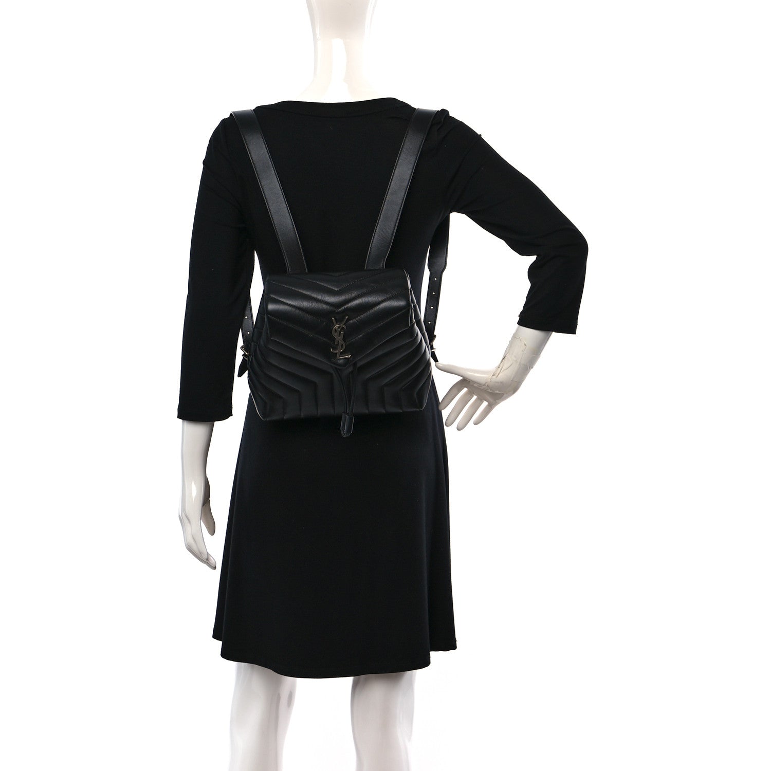 Saint Laurent Calfskin Y Quilted Monogram Small Loulou Backpack Black 2 of 8