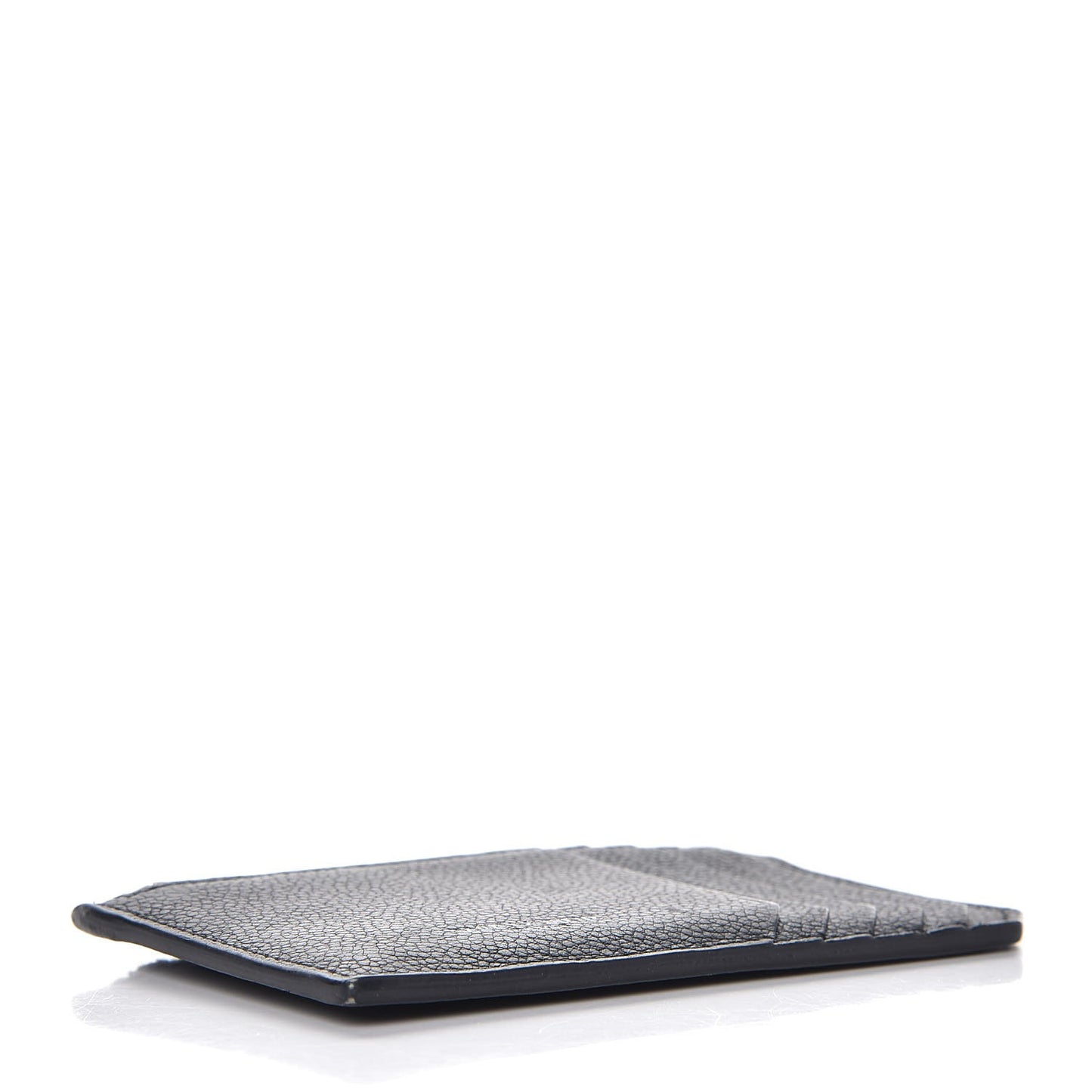 Grained Calfskin 5 Fragments Zip Pouch Card Holder Black