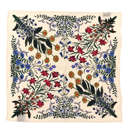 Gucci Silk Twill Flora Square Scarf White 1 of 3