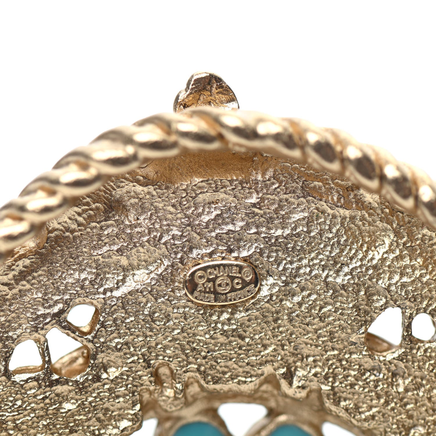 Chanel Enamel Pearl Gripoix Poured Glass Brooch Gold 4 of 4