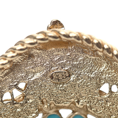 Chanel Enamel Pearl Gripoix Poured Glass Brooch Gold 4 of 4
