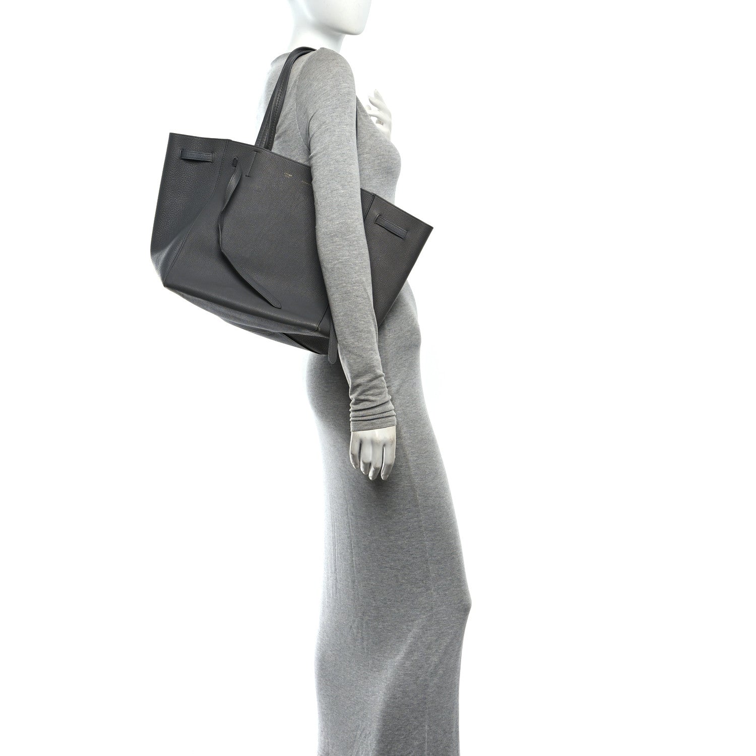 Celine Soft Grained Calfskin Medium Belt Cabas Phantom Grey 2 of 11