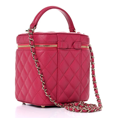 Chanel Caviar Quilted Small Top Handle Vanity Case With Chain Dark Pink 3 of 11
