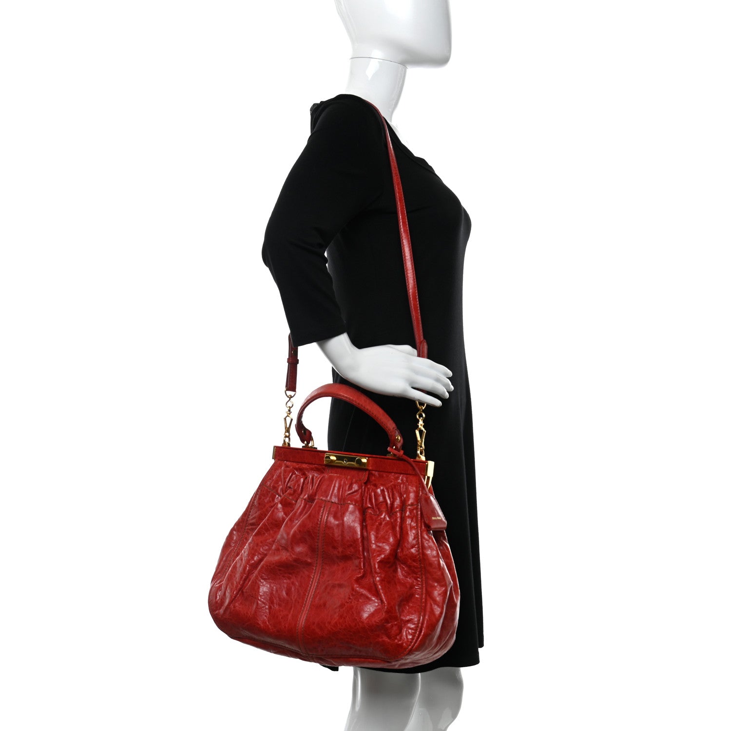 Miu Miu Nappa Frame Lux Top Handle Rosso 2 of 13