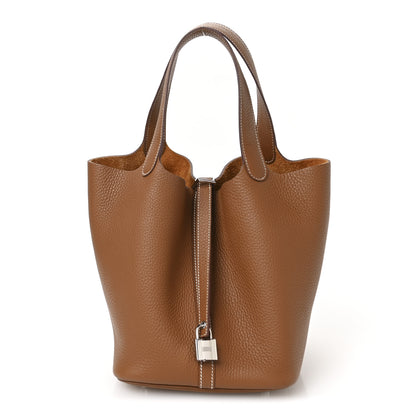 Hermes Taurillon Clemence Picotin Lock 22 MM Gold 1 of 11