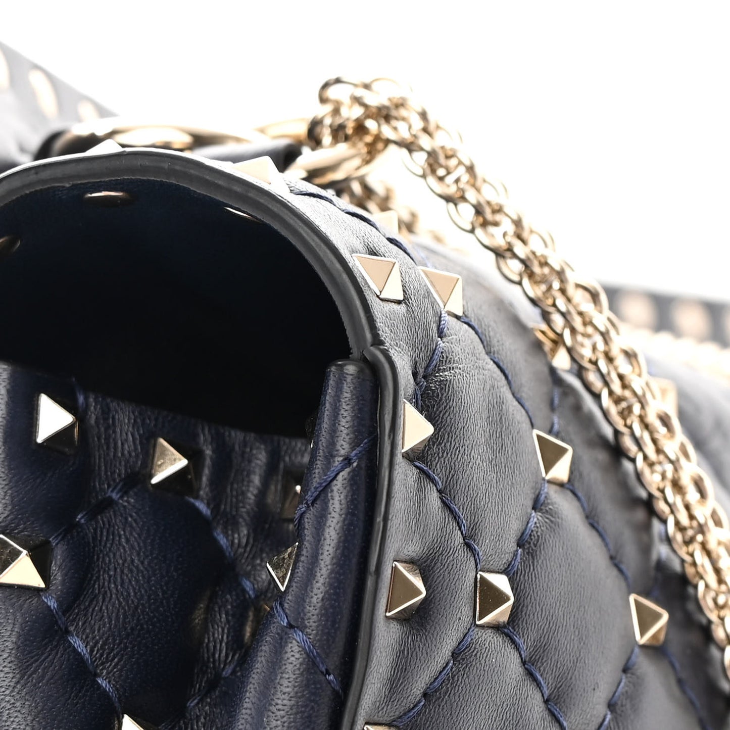 Nappa Large Rockstud Spike Shoulder Bag Marine