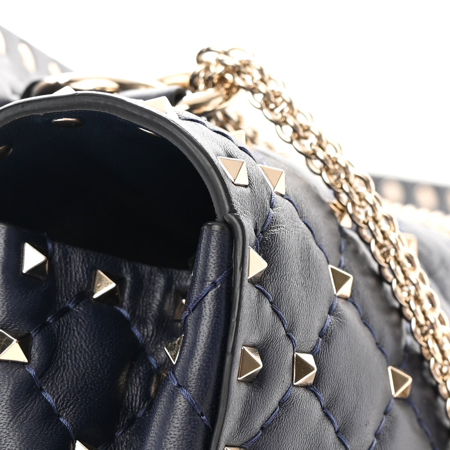Valentino Garavani Nappa Large Rockstud Spike Shoulder Bag Marine 14 of 14