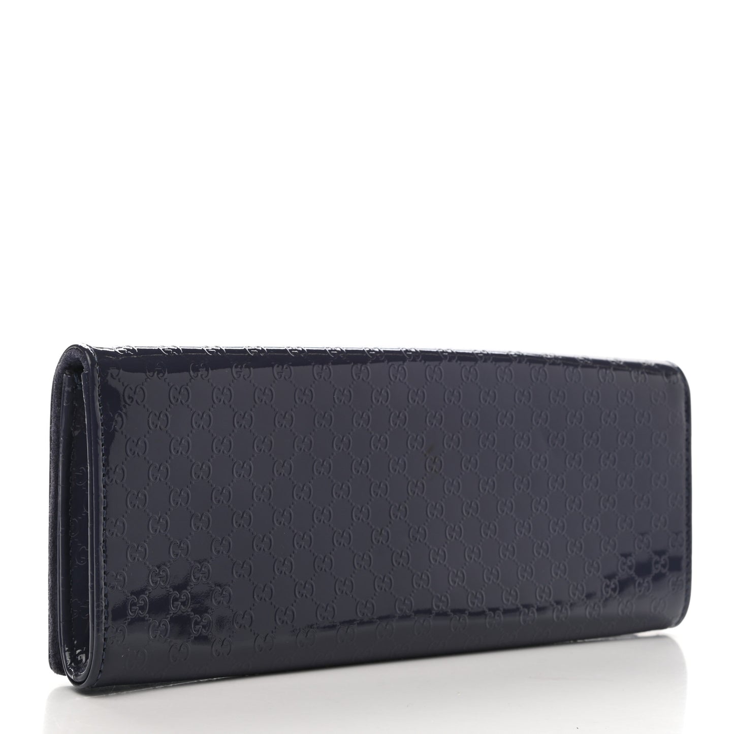 Patent Microguccissima Small Broadway Clutch Blue