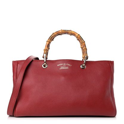 Gucci Pebbled Calfskin Medium Bamboo Shopper Tote Red 1 of 11