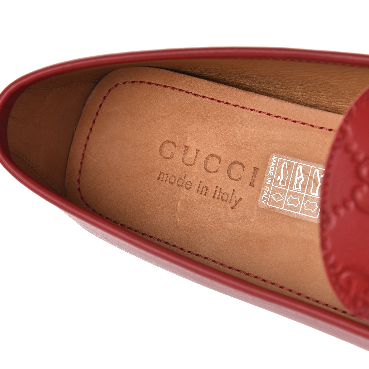 Gucci Guccissima Calfskin Mens Driver Loafers 9.5 Red 6 of 13