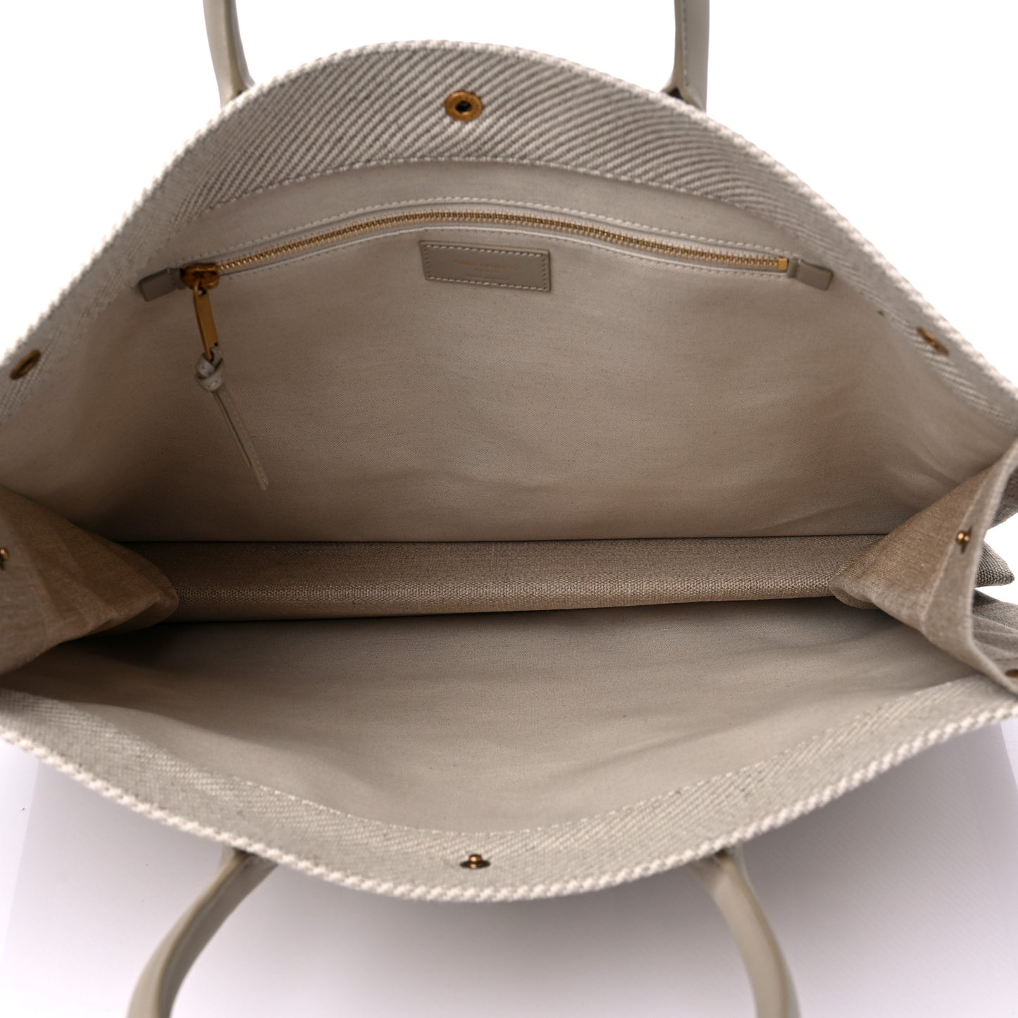 Linen Calfskin Rive Gauche Tote Beige Sea Salt