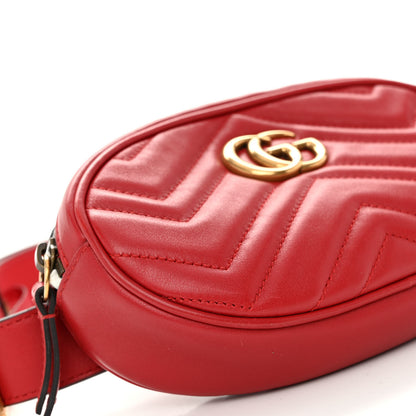 Gucci Calfskin Matelasse GG Marmont Belt Bag 95 38 Hibiscus Red 10 of 12