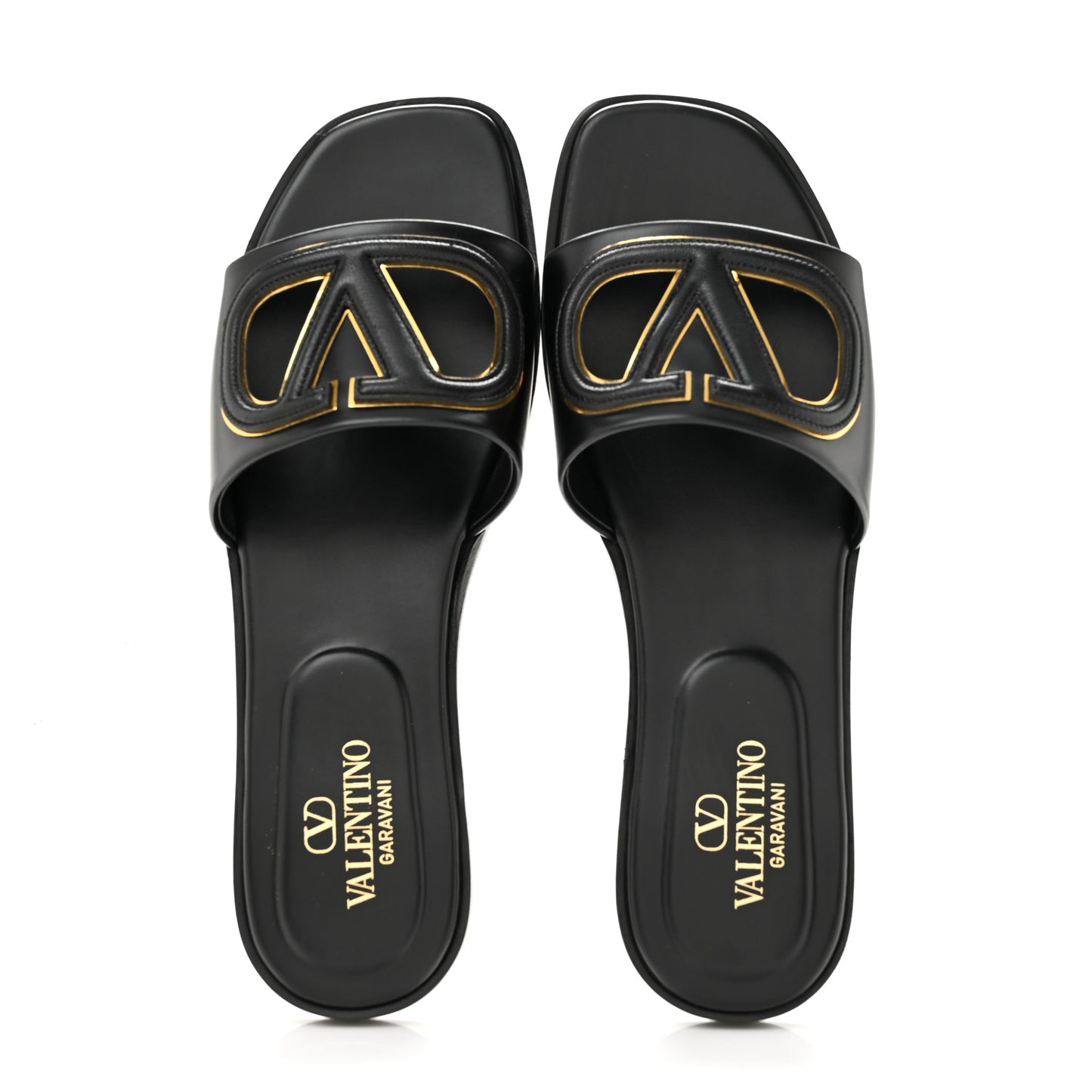 Nappa Vlogo Flat Slide Sandals 37 Black