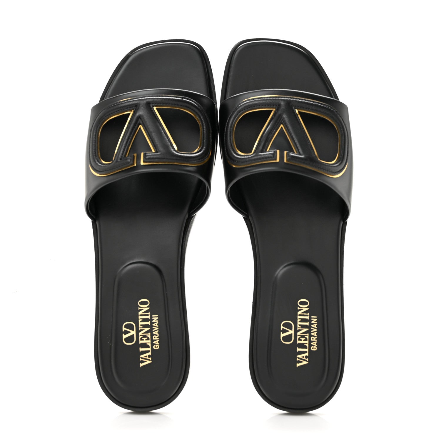 Valentino Garavani Nappa Vlogo Flat Slide Sandals 37 Black 2 of 10