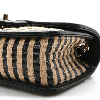 Chanel Raffia Jute Striped Small Urban Jungle Single Flap Black Beige 10 of 11