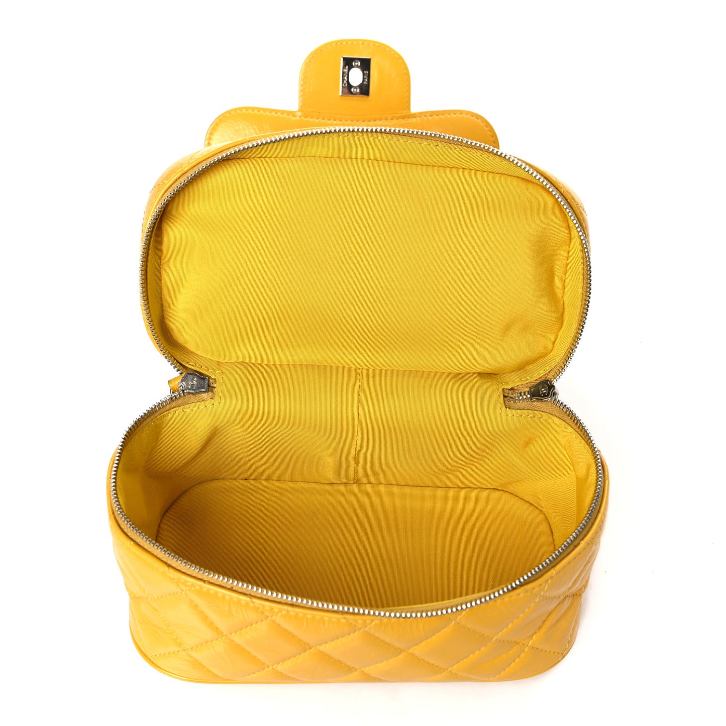 Crumpled Calfskin PVC Quilted Backpack Yellow
