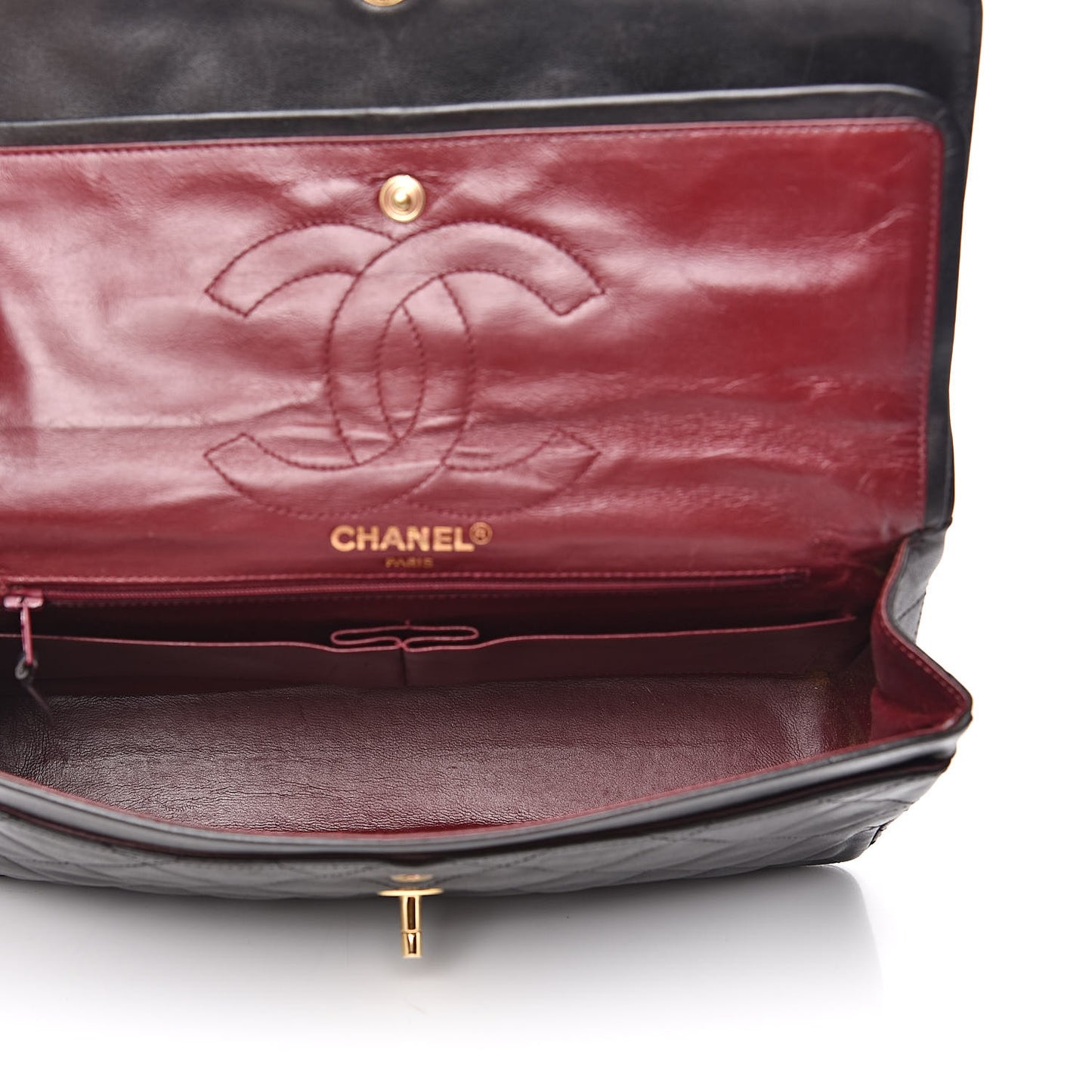 Lambskin Quilted Medium Double Flap Black