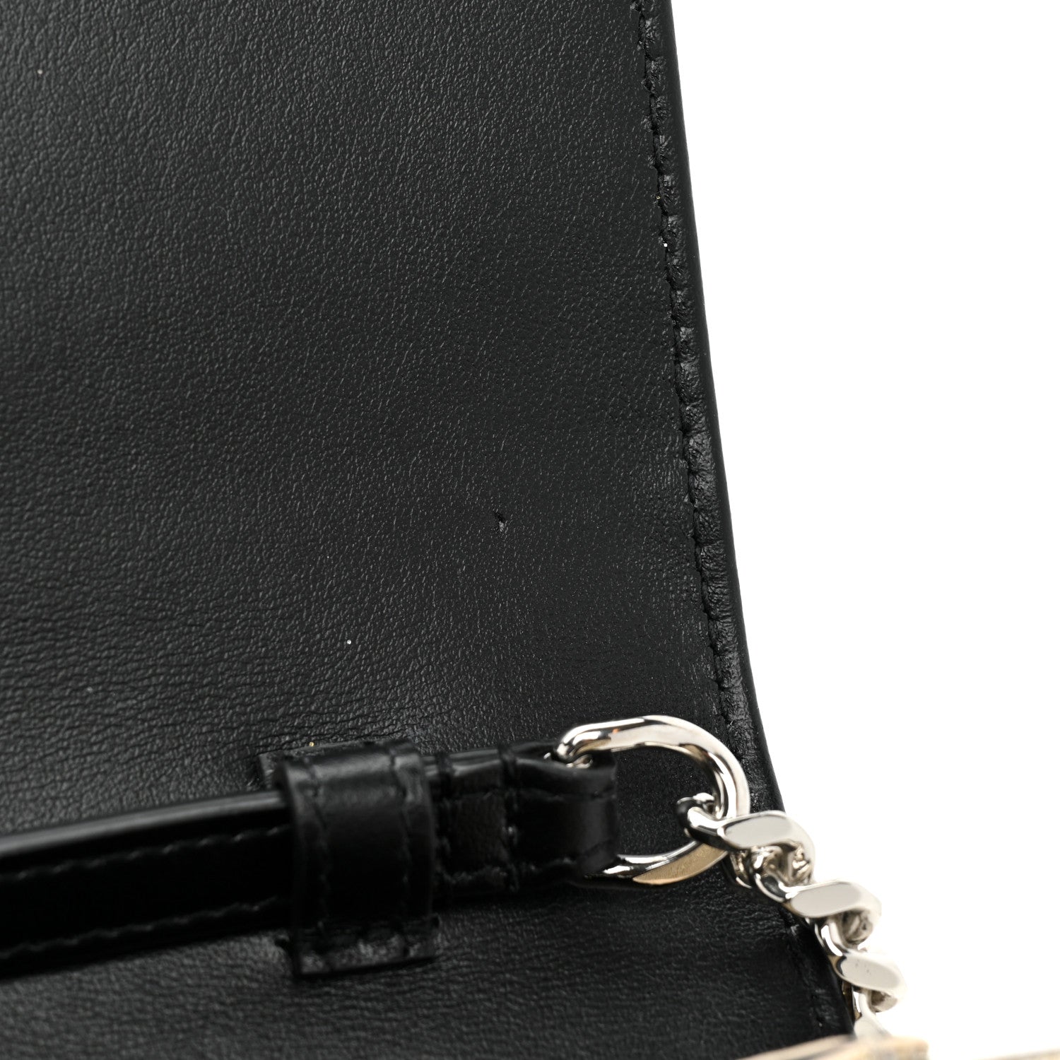 Saint Laurent Metallic Sparkle Fabric Monogram Chain Wallet Platino 11 of 13