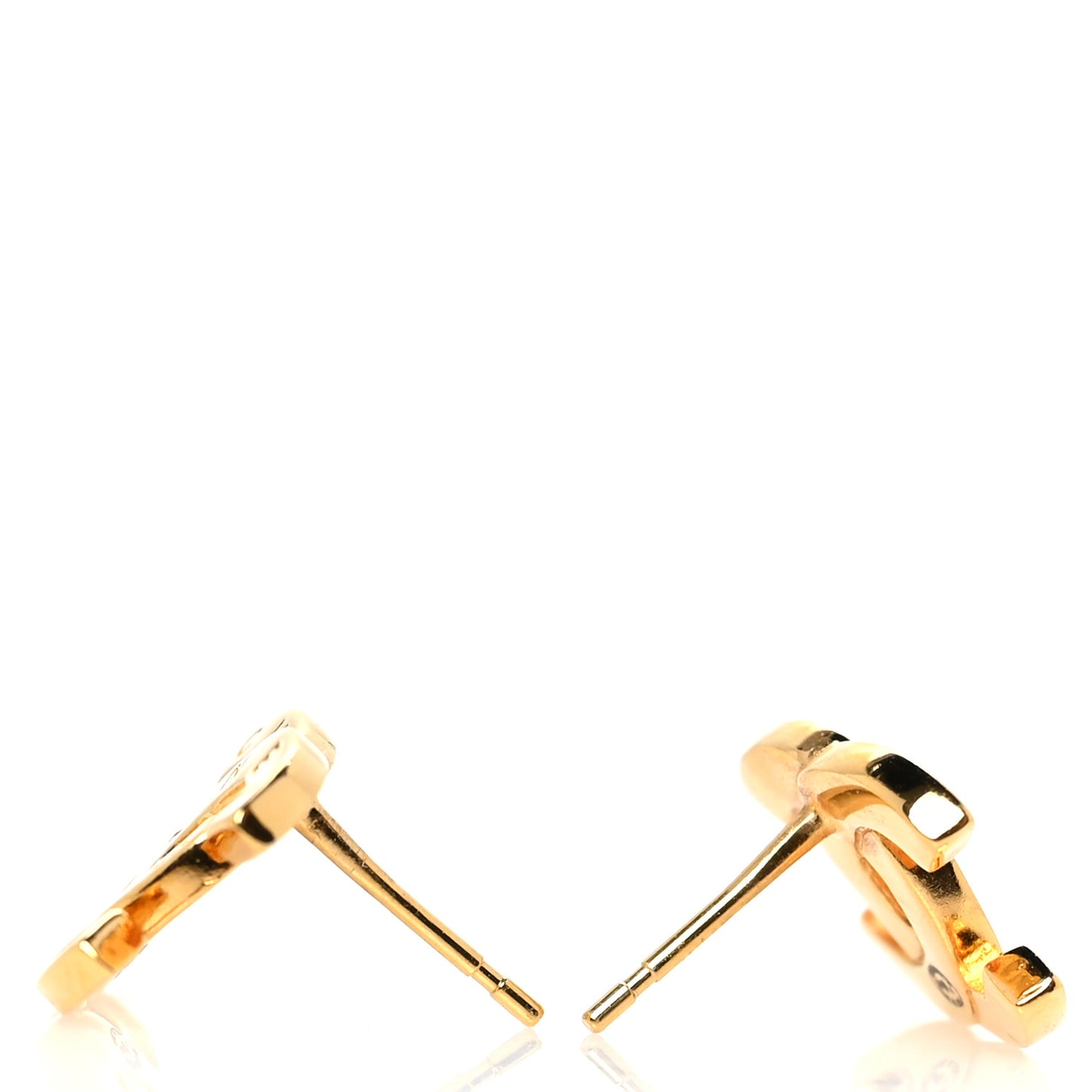 Metal CC Paris Button Stud Earrings Gold