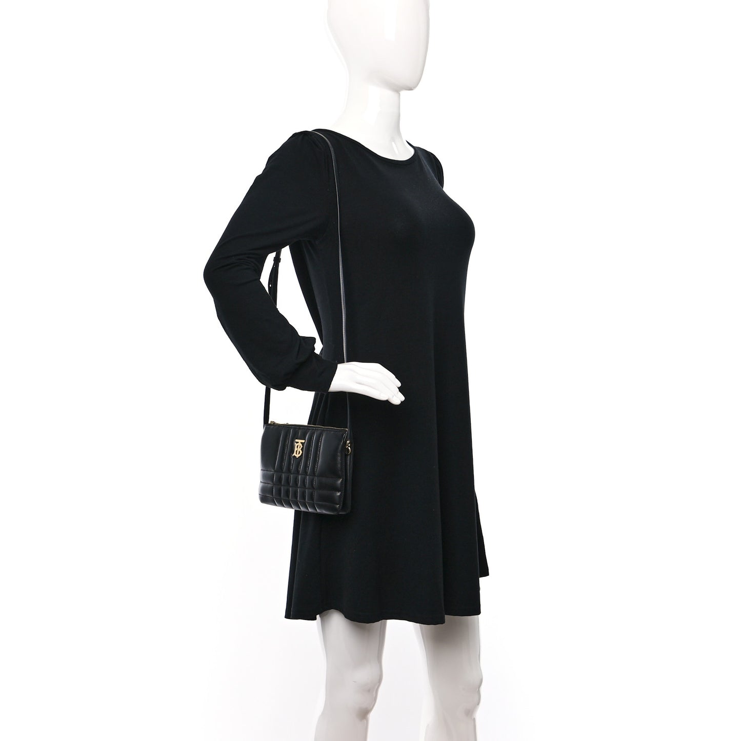 Lambskin Quilted Lola Double Pouch Crossbody Black