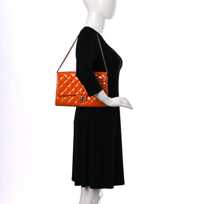 Chanel Patent Quilted Clutch with Chain Flap Orange 2 of 15