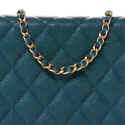 Chanel Caviar Quilted Boy Wallet On Chain WOC Teal 9 of 12