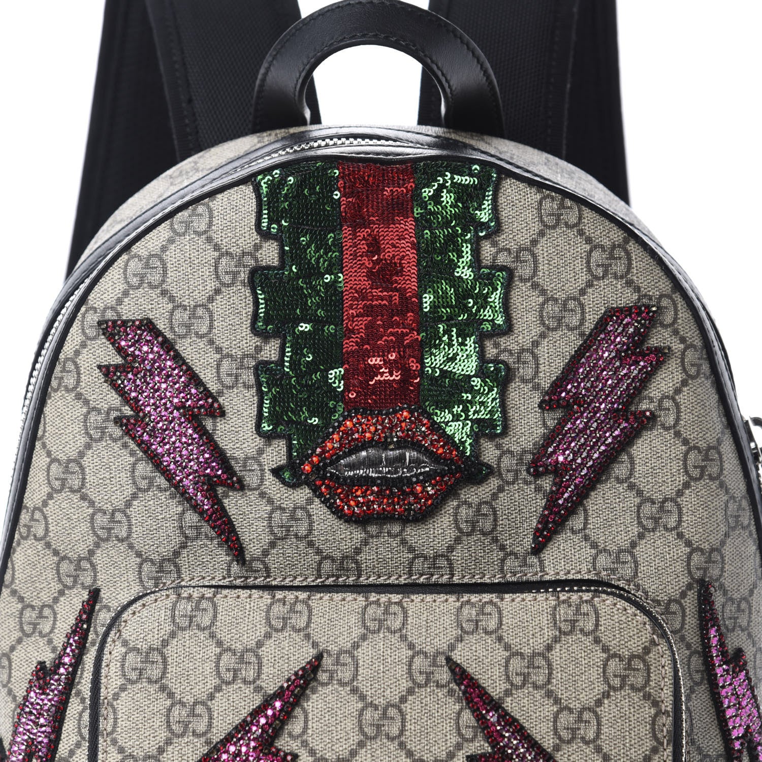 Gucci GG Supreme Monogram Lightning Embroidered Small Day Backpack Black 9 of 10