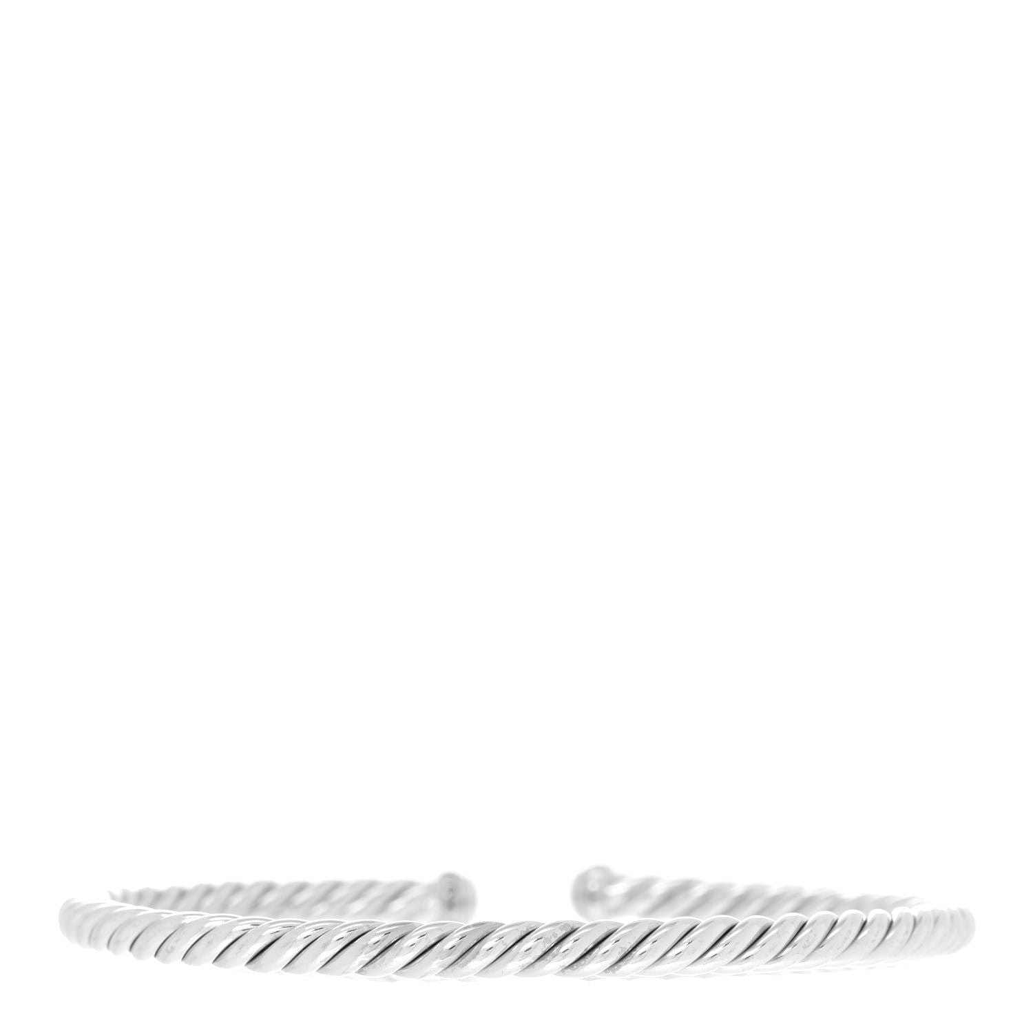 David Yurman 18K White Gold 4mm Cablespira Bracelet 1 of 4