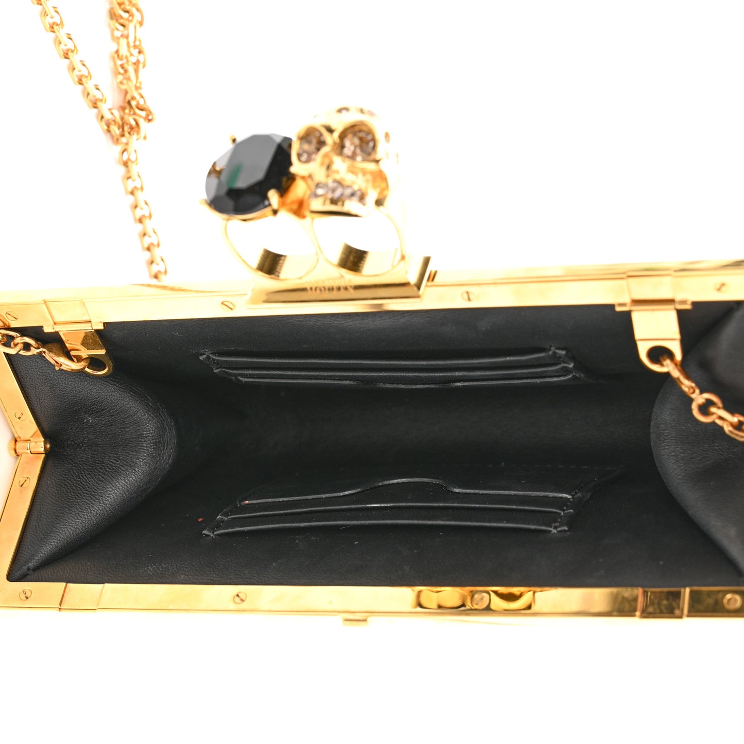 Nappa Skull Knuckle Wallet On Chain Black