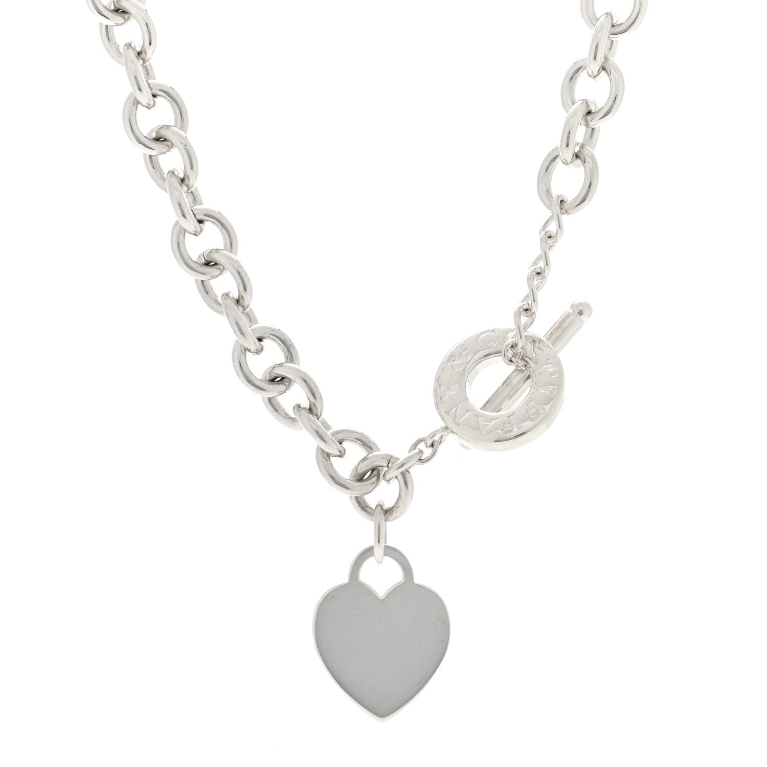Tiffany Sterling Silver Heart Tag Toggle Necklace 1 of 5