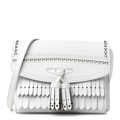 Burberry Grainy Calfskin Broguing Tassel Small Macken Crossbody Bag Chalk White 1 of 14